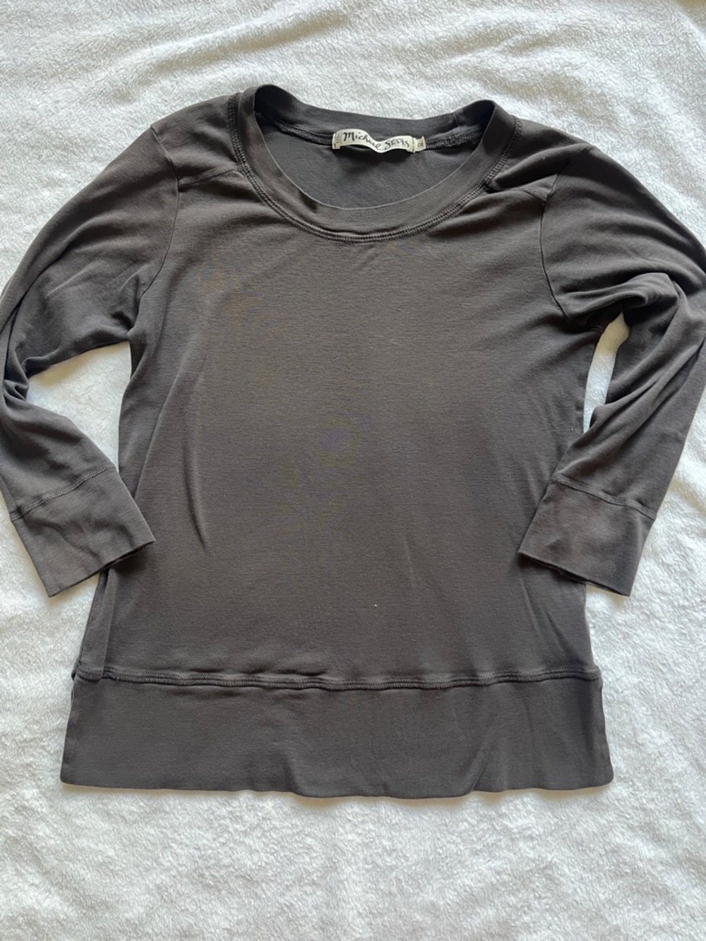 Michael Stars Slate Gray 3/4 Sleeve Crew Tee made in the USA